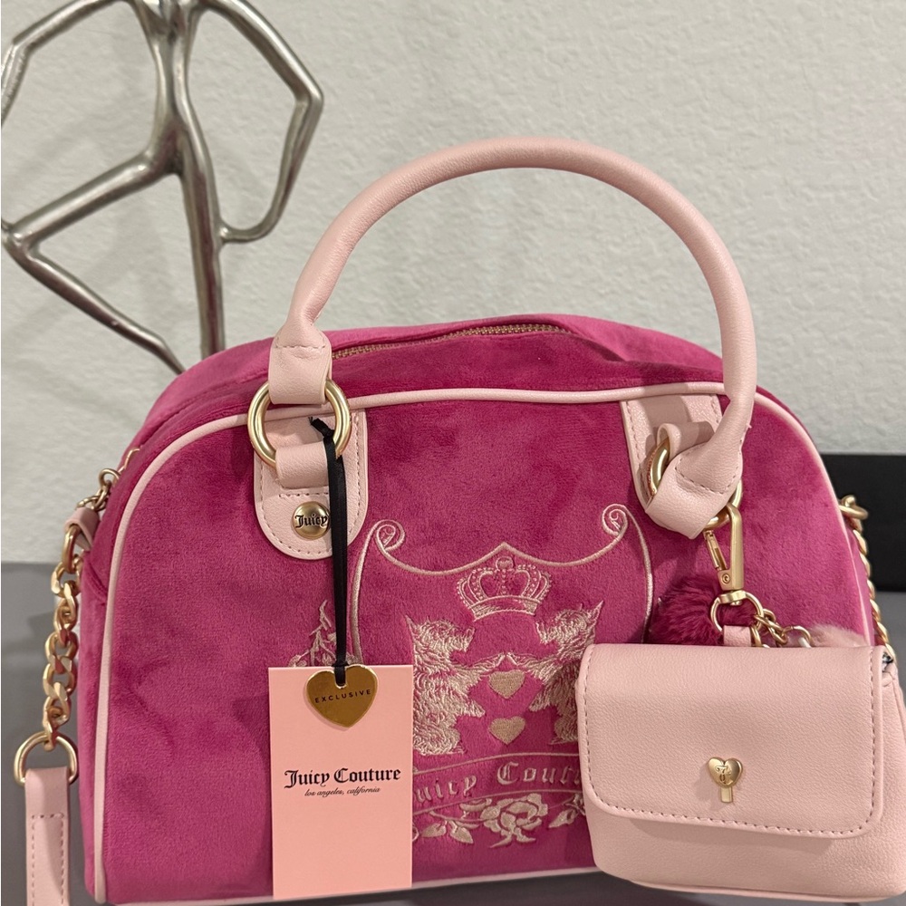 Juicy Couture Hot Pink and Light Pink Dome Satchel with Gold Hardware